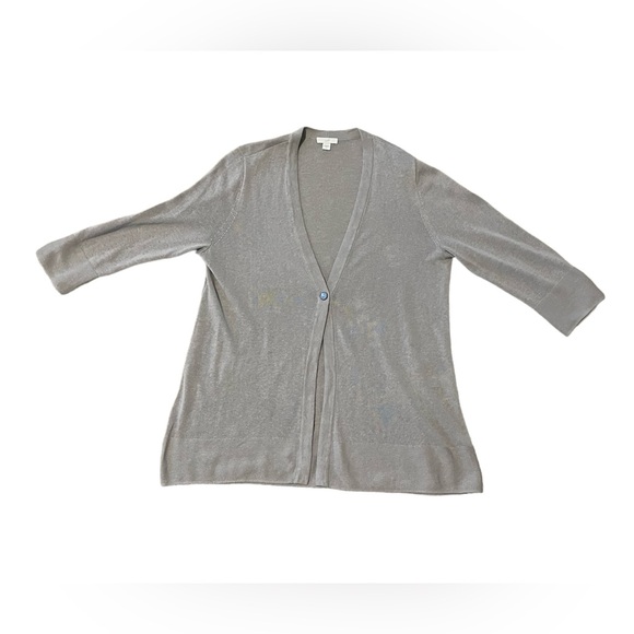 Jjill women’s medium linen 3/4 sleeve tunic cardigan sweater - Picture 1 of 5